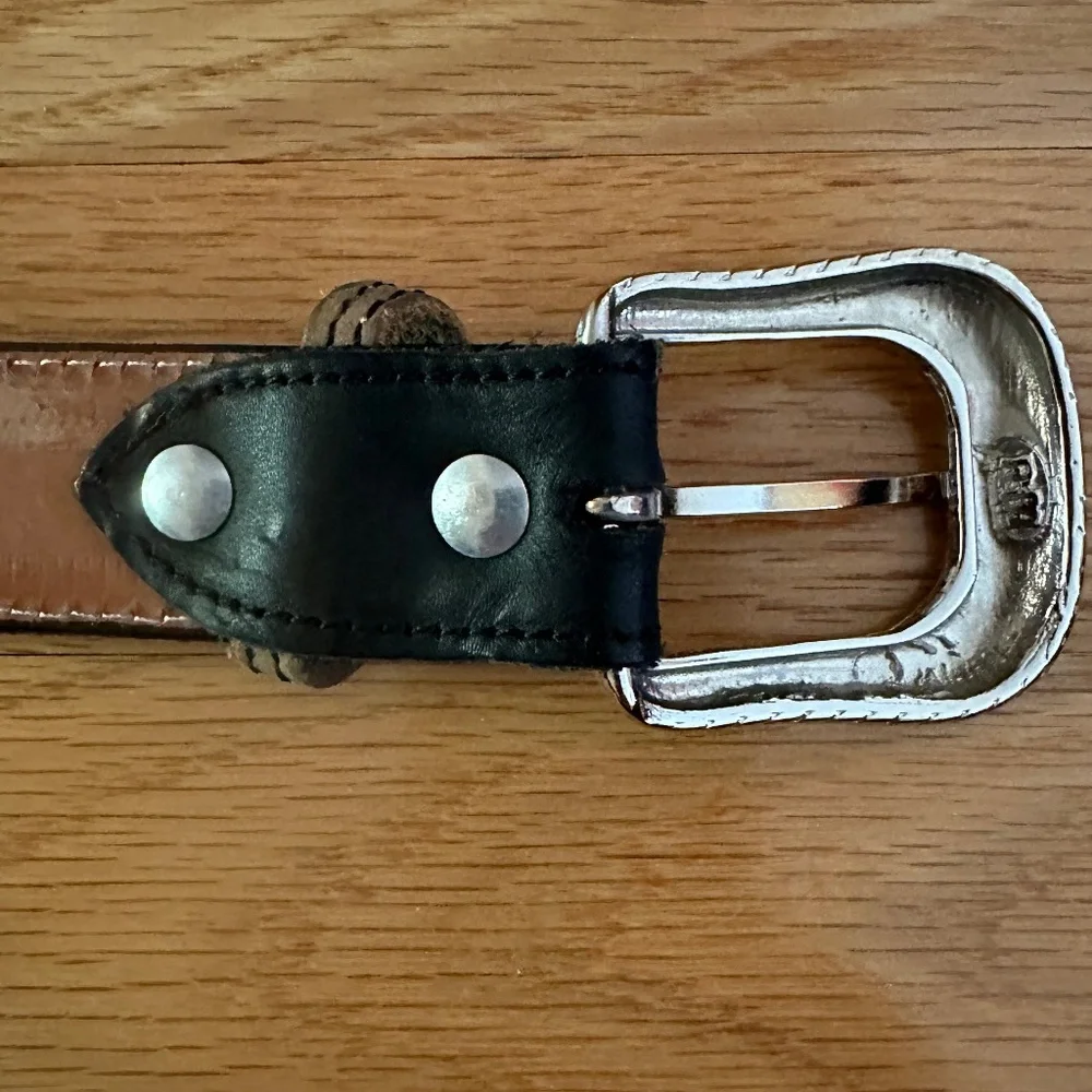 NWOT Western Cowboy Boys Leather Belt Black Brown Size 22